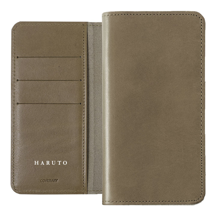 Genuine Leather Tochigi Leather Card Storage Personalized Engraving (Color Foil Stamping) Notebook-style Case AQUOS Series