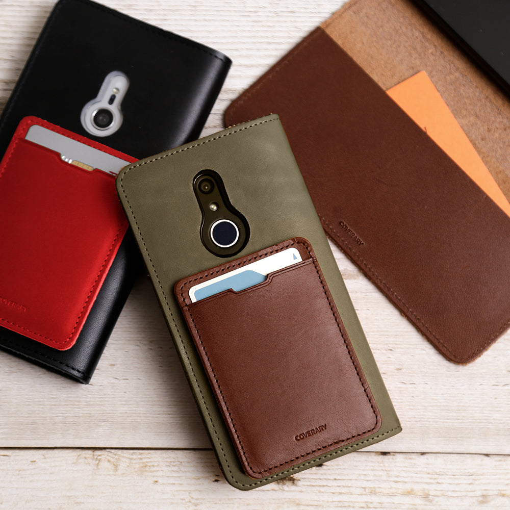 Étui portefeuille en cuir véritable en cuir Tochigi avec poche arrière au choix pour la série AQUOS