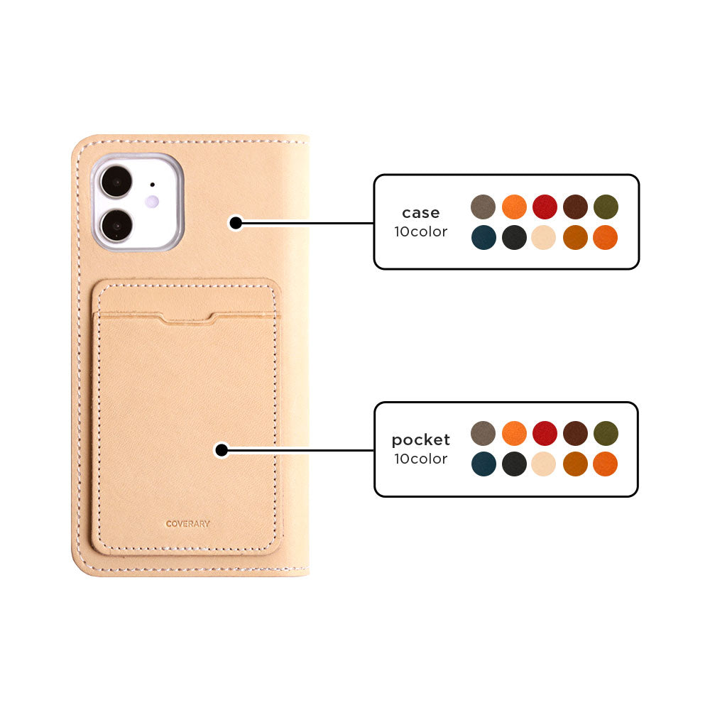 Étui portefeuille en cuir véritable en cuir Tochigi avec poche arrière au choix pour la série AQUOS