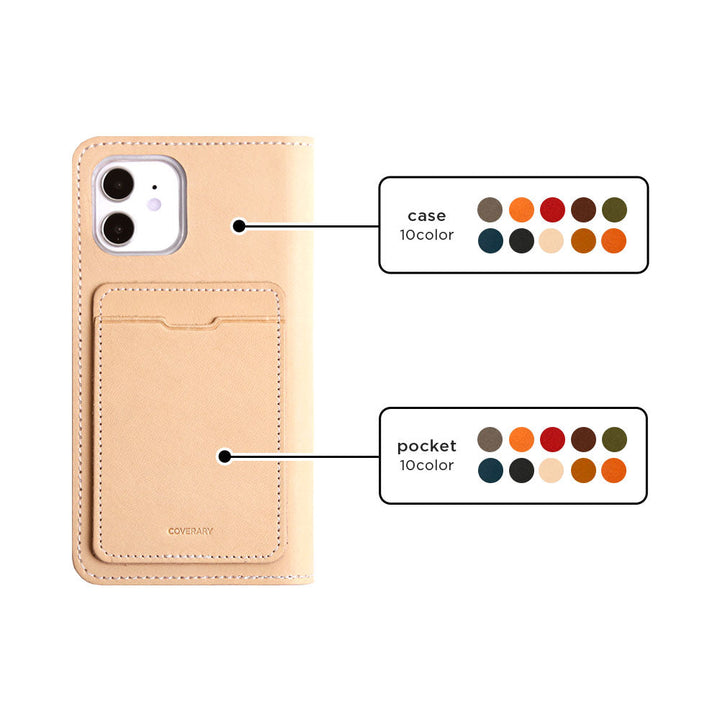 Étui portefeuille en cuir véritable en cuir Tochigi avec poche arrière au choix pour la série AQUOS