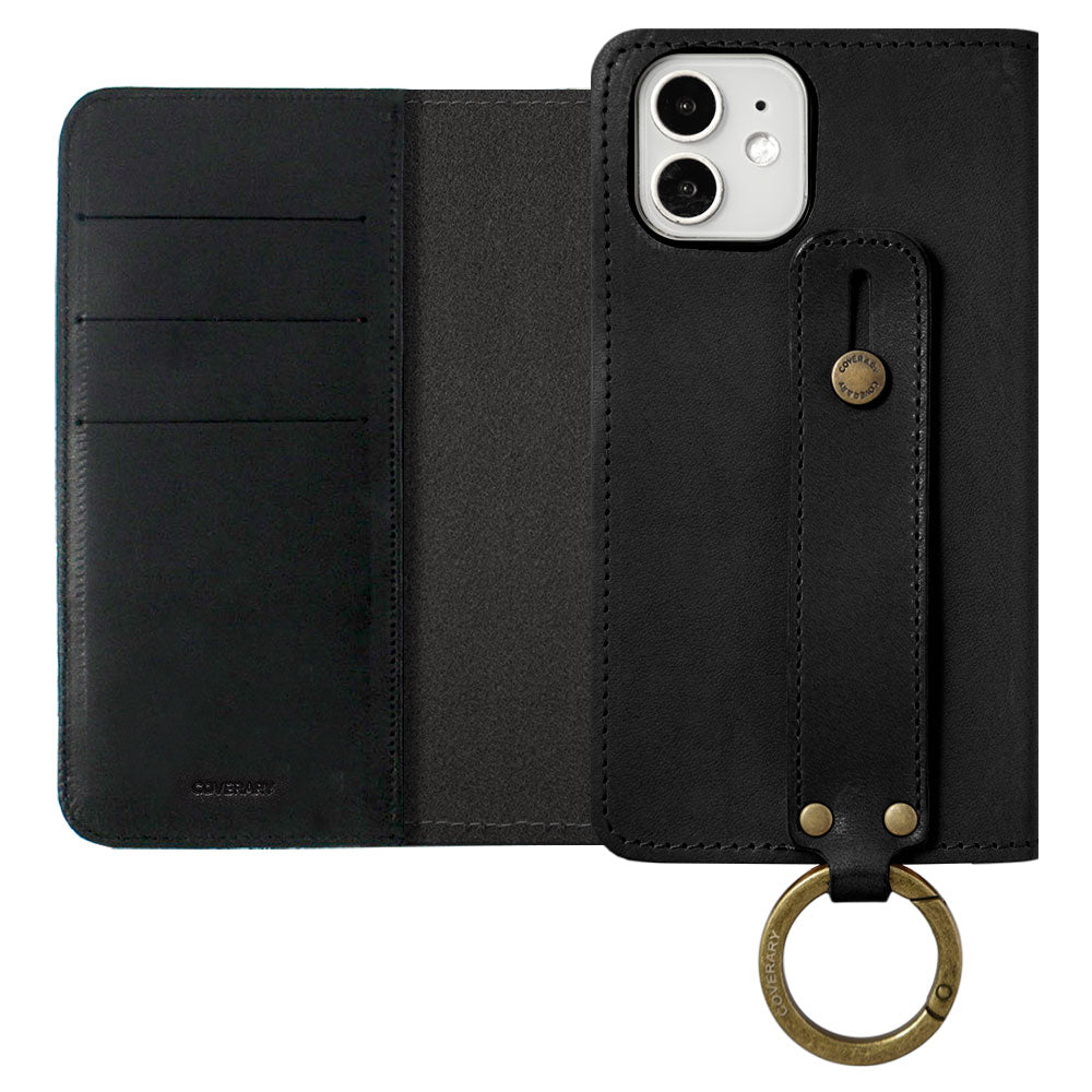 Genuine leather Tochigi leather card storage with hand belt notebook-style case AQUOS series