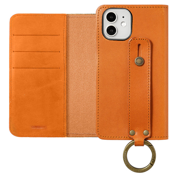 Genuine leather Tochigi leather card storage with hand belt notebook-style case AQUOS series
