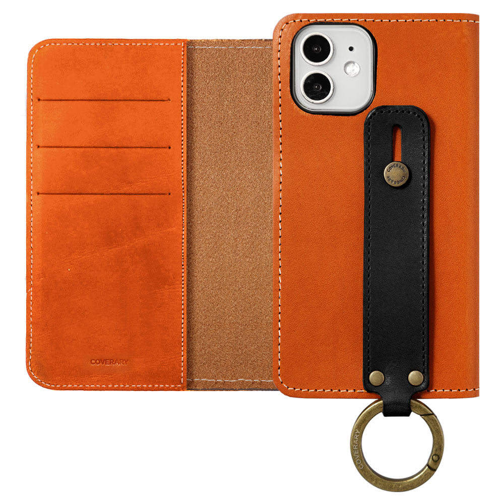 Genuine leather Tochigi leather card storage with hand belt notebook-style case AQUOS series