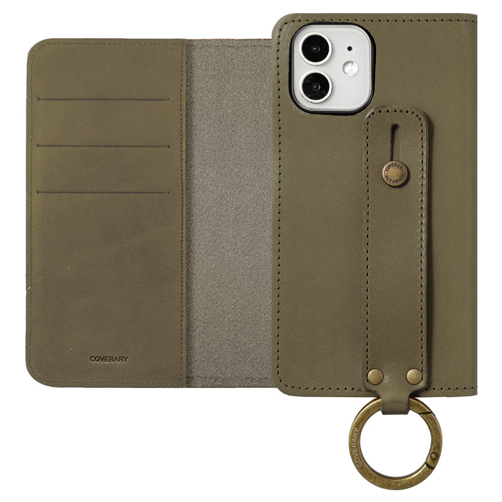 Genuine leather Tochigi leather card storage with hand belt notebook-style case AQUOS series