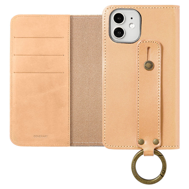 Genuine leather Tochigi leather card storage with hand belt notebook-style case AQUOS series