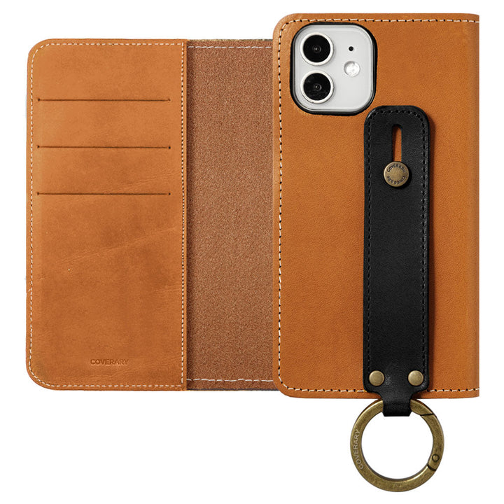Genuine leather Tochigi leather card storage with hand belt notebook-style case AQUOS series