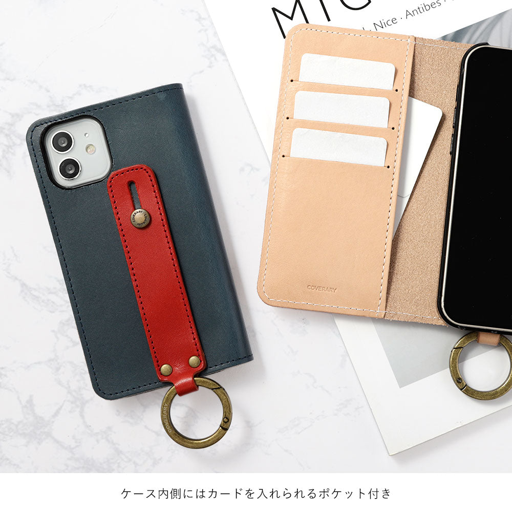 Genuine leather Tochigi leather card storage with hand belt notebook-style case AQUOS series