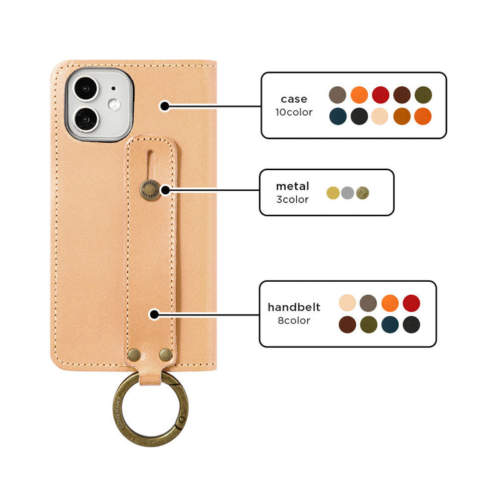 Genuine leather Tochigi leather card storage with hand belt notebook-style case AQUOS series