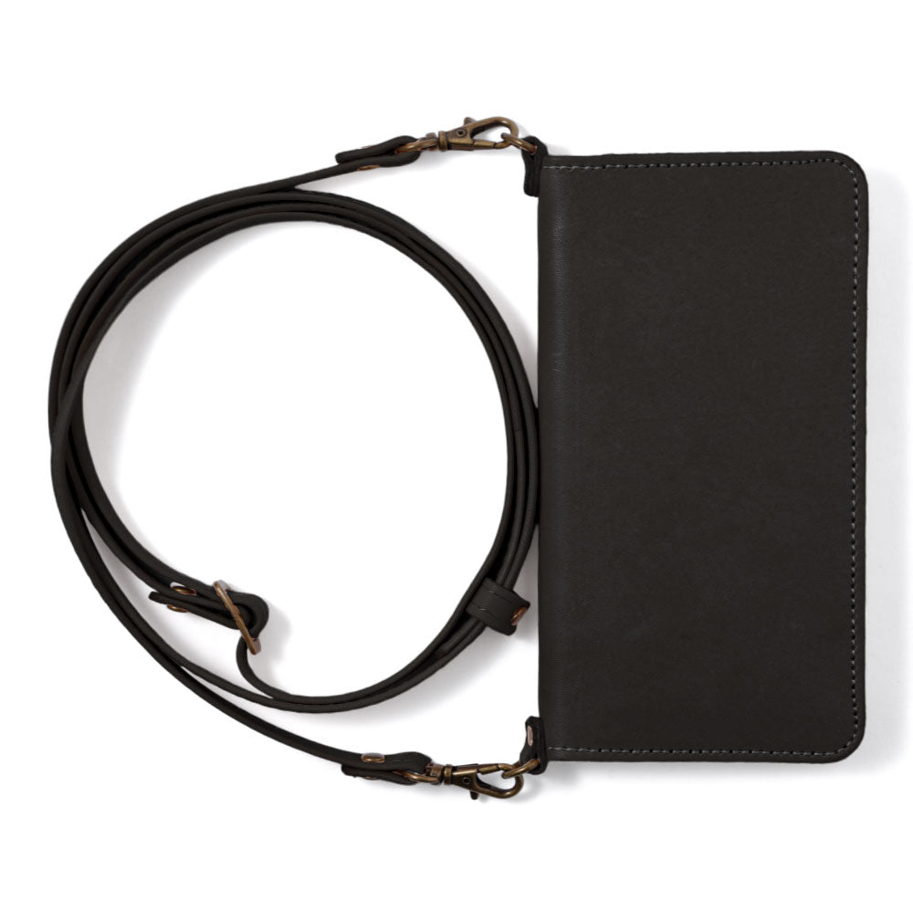 Étui portefeuille en cuir véritable en cuir Tochigi avec rangement pour cartes et bandoulière pour la série Galaxy