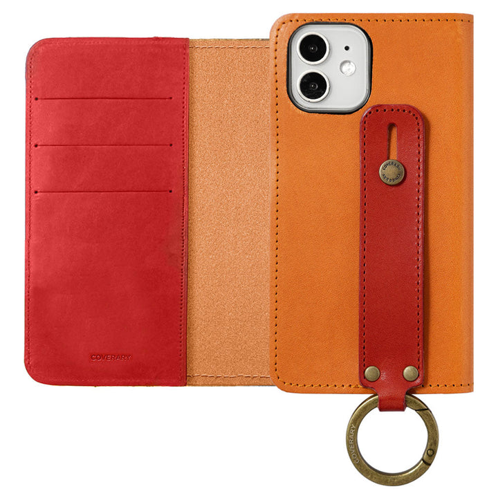 Genuine Leather Tochigi Leather Bicolor Card Storage Hand Belt Attached Notebook Case AQUOS Series