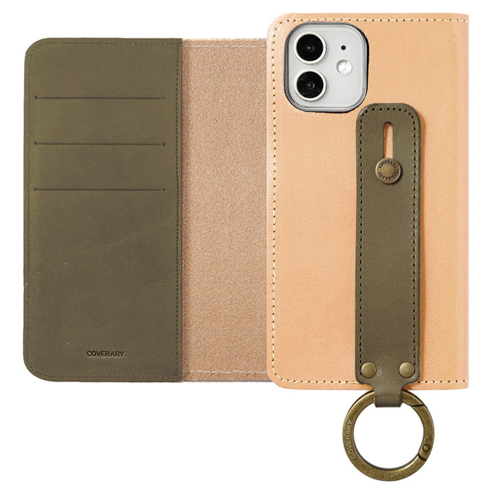Étui portefeuille en cuir véritable en cuir Tochigi bicolore avec rangement pour cartes et poignée pour la série Galaxy