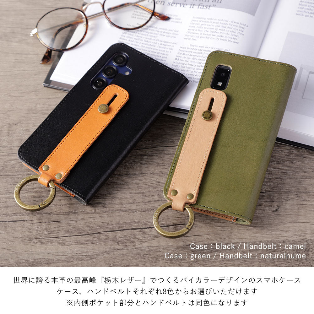 Genuine Leather Tochigi Leather Bicolor Card Storage Hand Belt Attached Notebook Case AQUOS Series