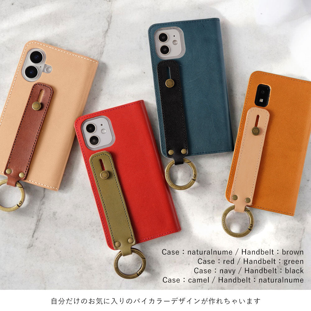 Genuine Leather Tochigi Leather Bicolor Card Storage Hand Belt Attached Notebook Case Xperia Series