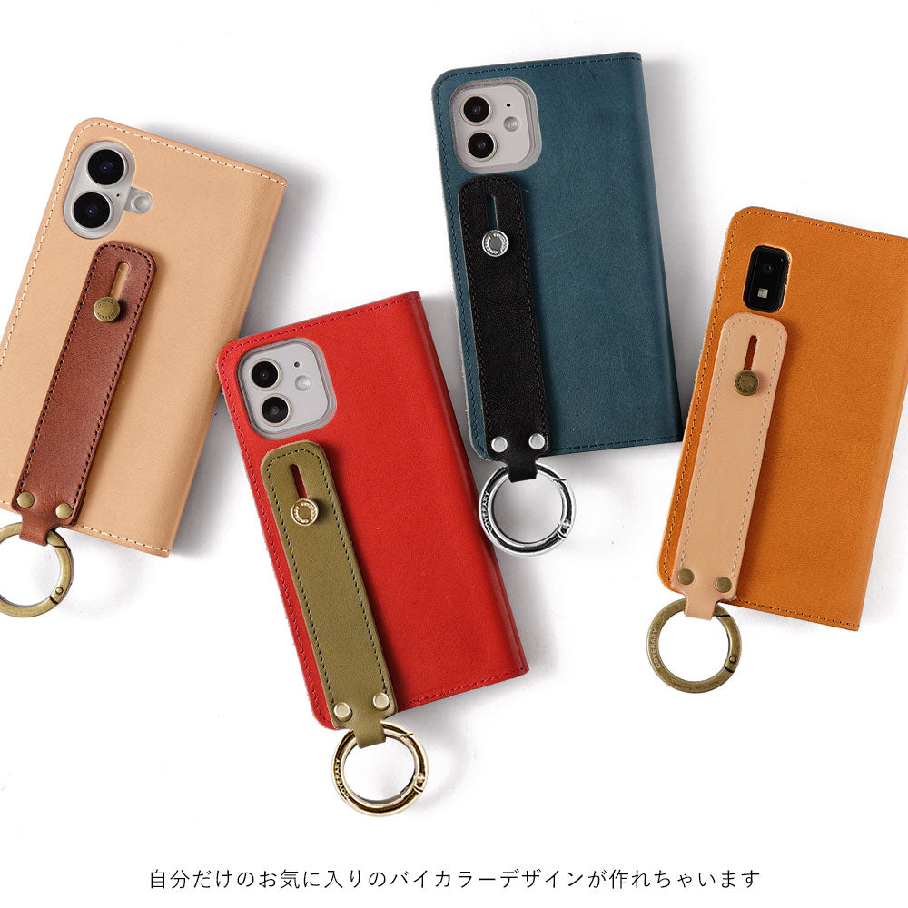 Étui portefeuille en cuir véritable en cuir Tochigi bicolore avec rangement pour cartes et poignée pour la série Galaxy