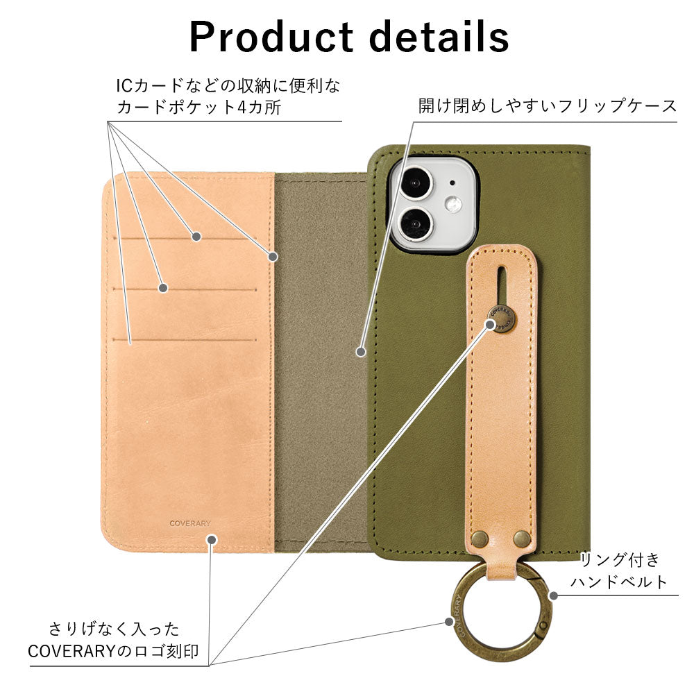 Étui portefeuille en cuir véritable cuir Tochigi bicolore avec rangement pour cartes et poignée pour la série iPhone