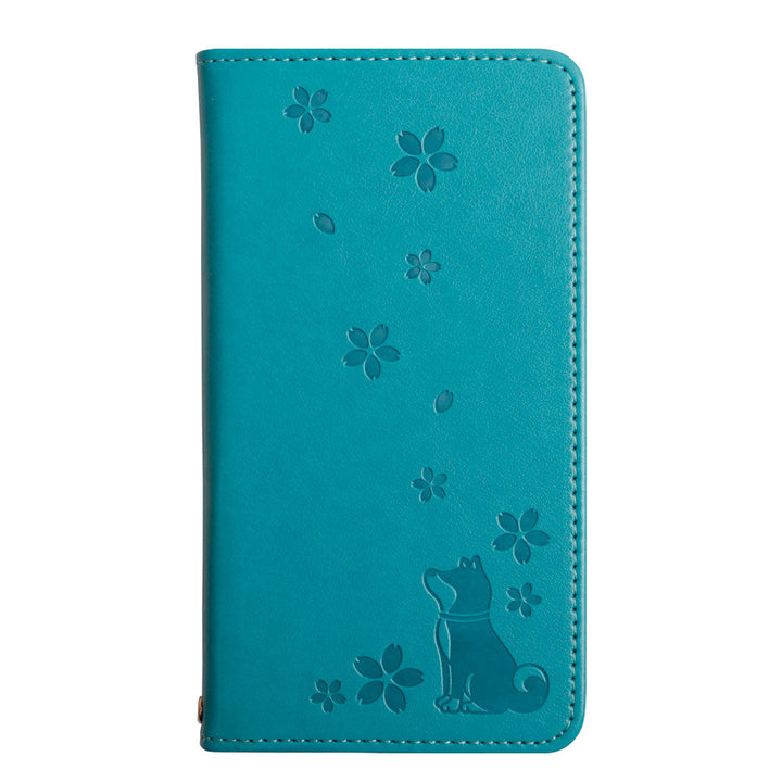 ヴィーガンレザー 犬柄 エンボス 手帳型ケース Galaxyシリーズ