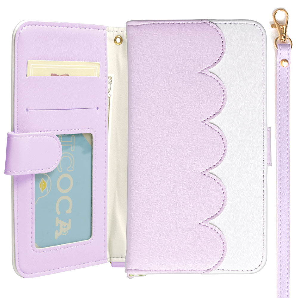 Vegan leather pastel color strap-attached notebook-style case