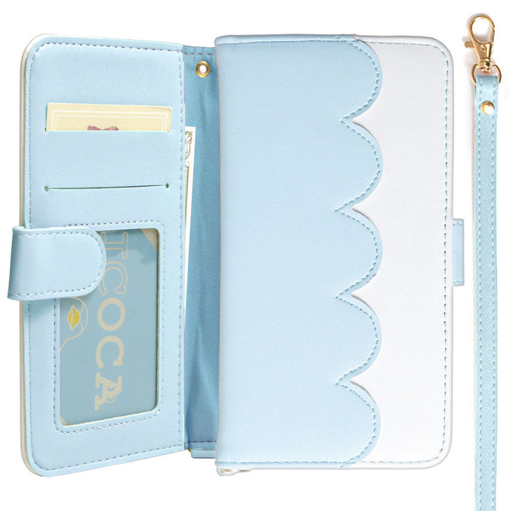 Vegan leather pastel color strap-attached folio case Galaxy series