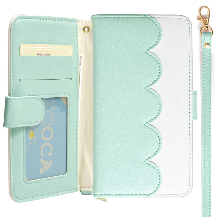 Vegan leather pastel color strap-attached notebook-style case