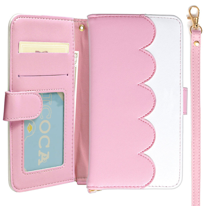 Vegan leather pastel color strap-attached notebook-style case