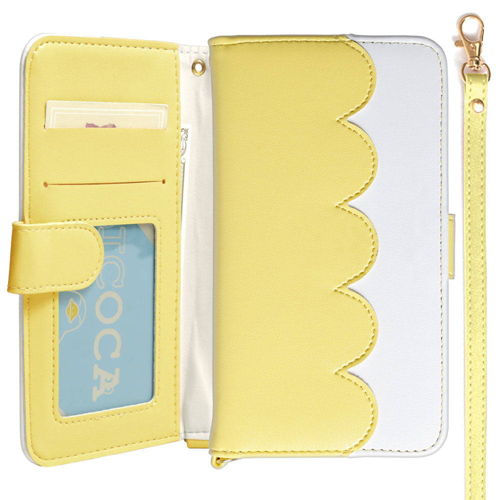 Vegan leather pastel color strap-attached notebook-style case