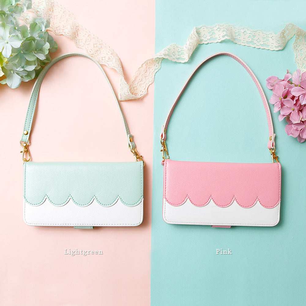 Vegan leather pastel color strap-attached folio case Galaxy series