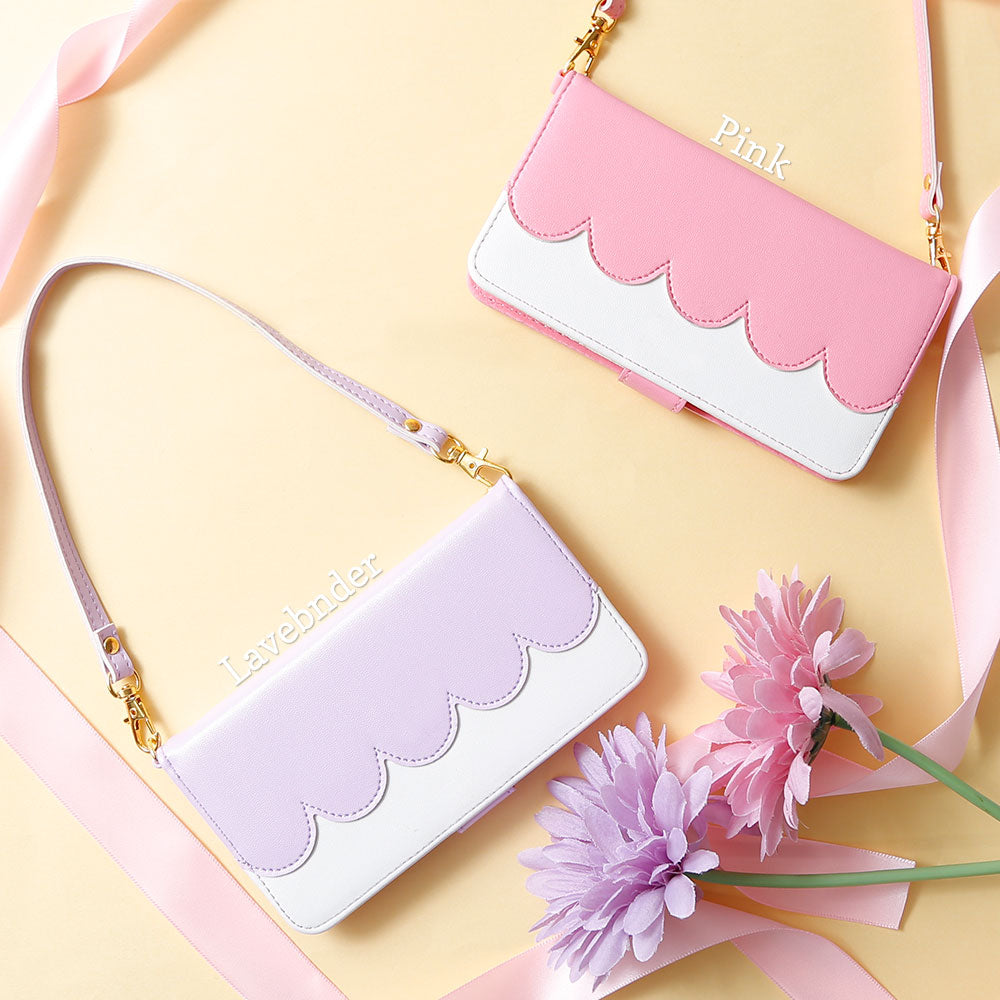 Vegan leather pastel color strap-attached folio case Galaxy series