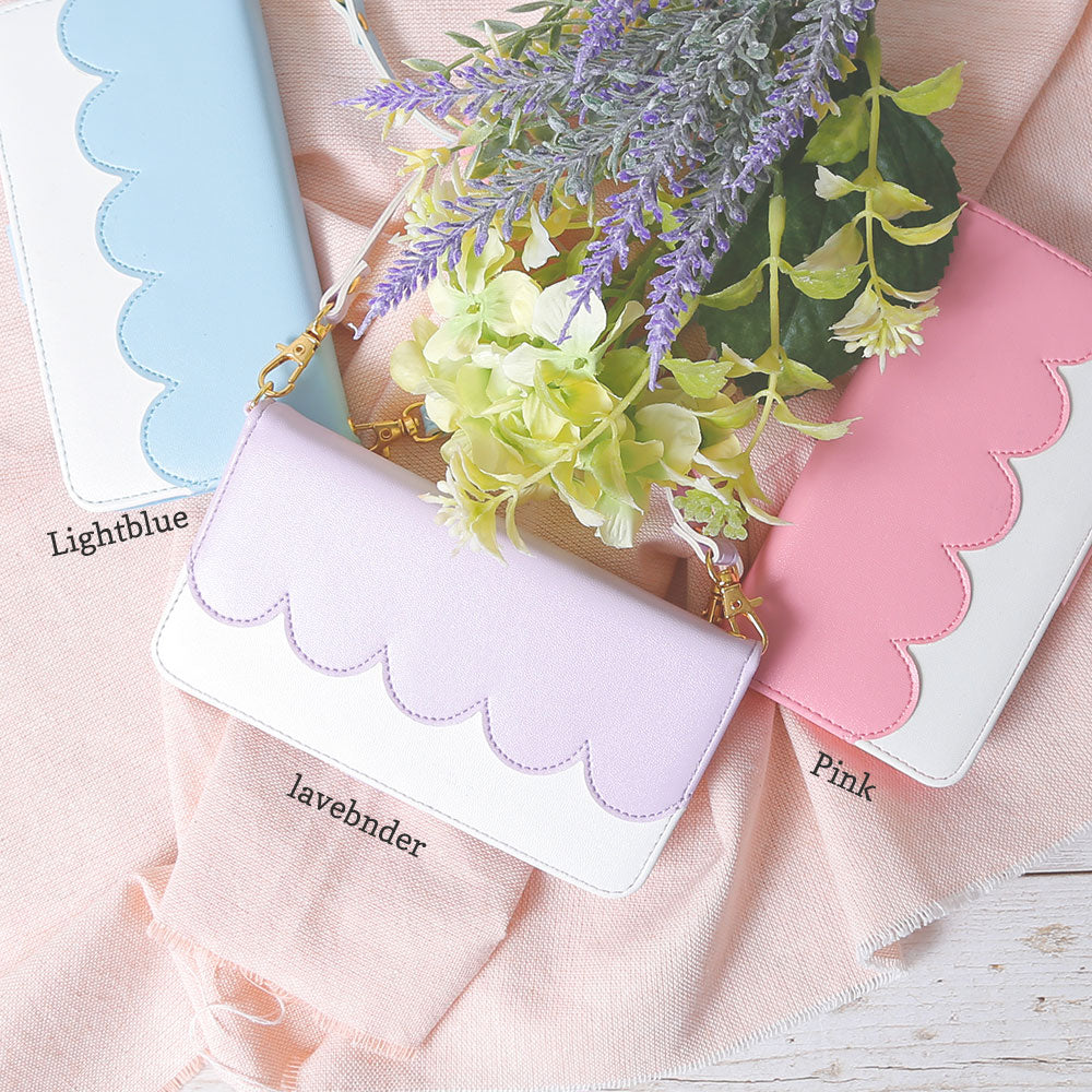 Vegan leather pastel color strap-attached notebook-style case