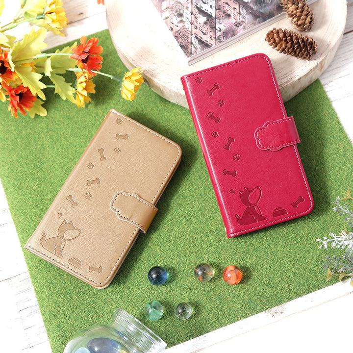 Vegan leather dog pattern embossed wallet case (with belt) for Google Pixel series