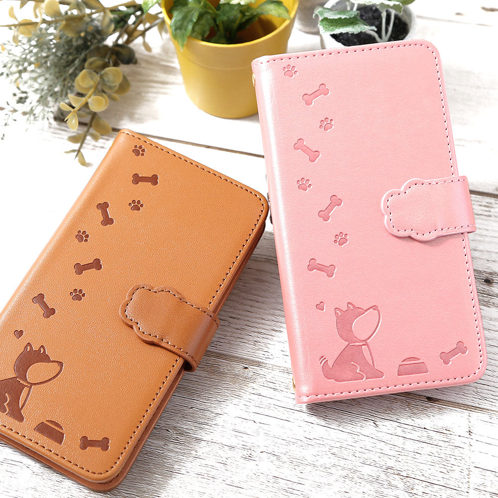Vegan leather dog pattern embossed wallet case (with belt) for Google Pixel series