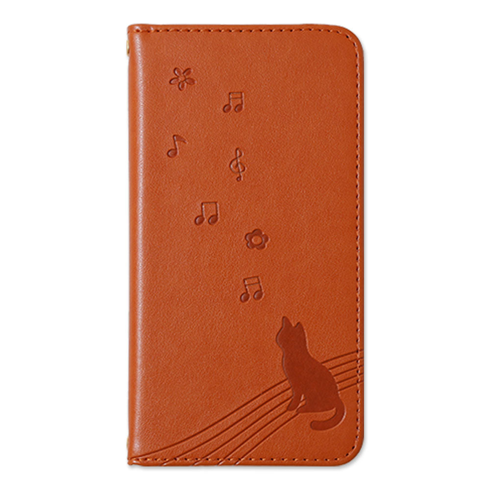 Vegan leather cat pattern embossed folio case Galaxy series