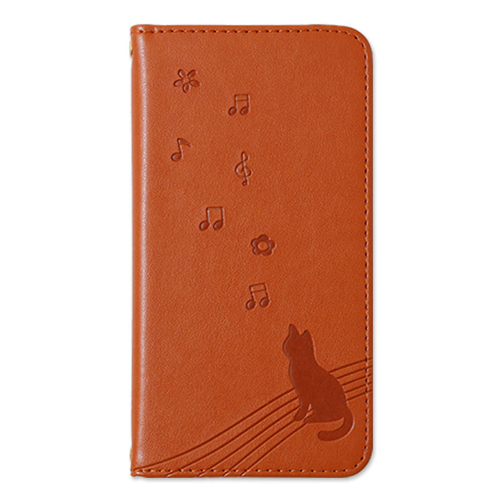 Vegan leather cat pattern embossed folio case Galaxy series
