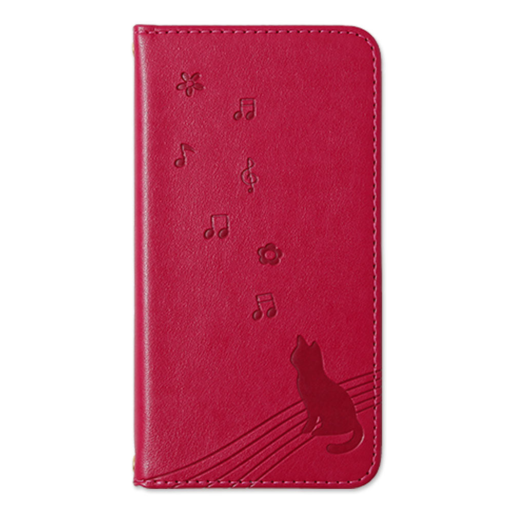 Vegan leather cat pattern embossed folio case Galaxy series