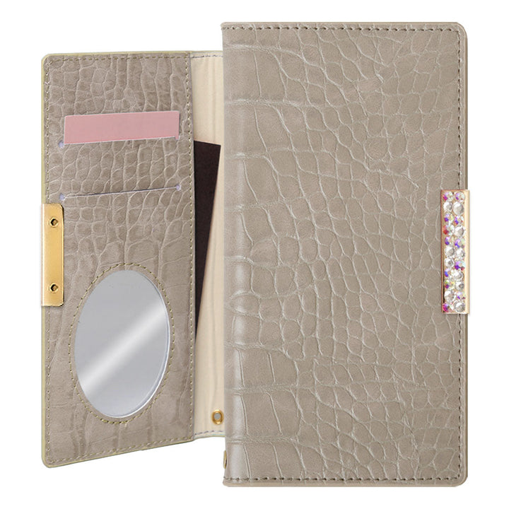 Vegan leather crocodile pattern pastel stone frame deco wallet case for Google Pixel series