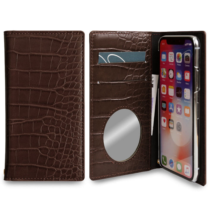 Vegan Leather Crocodile Pattern Basic Color Wallet Case Google Pixel Series