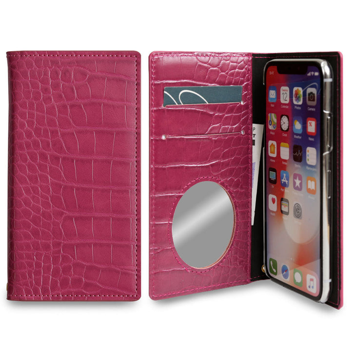 Vegan Leather Crocodile Pattern Basic Color Wallet Case Google Pixel Series