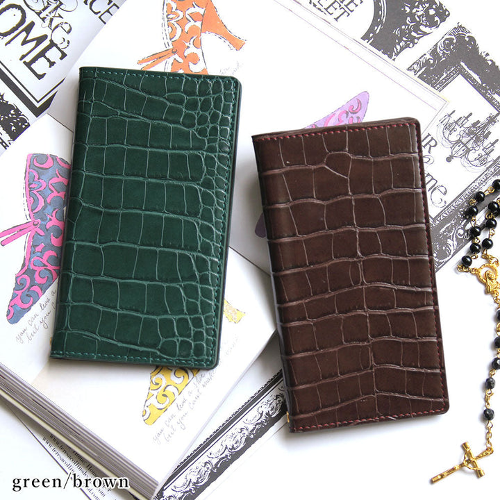 Vegan leather crocodile pattern basic color folio case AQUOS series