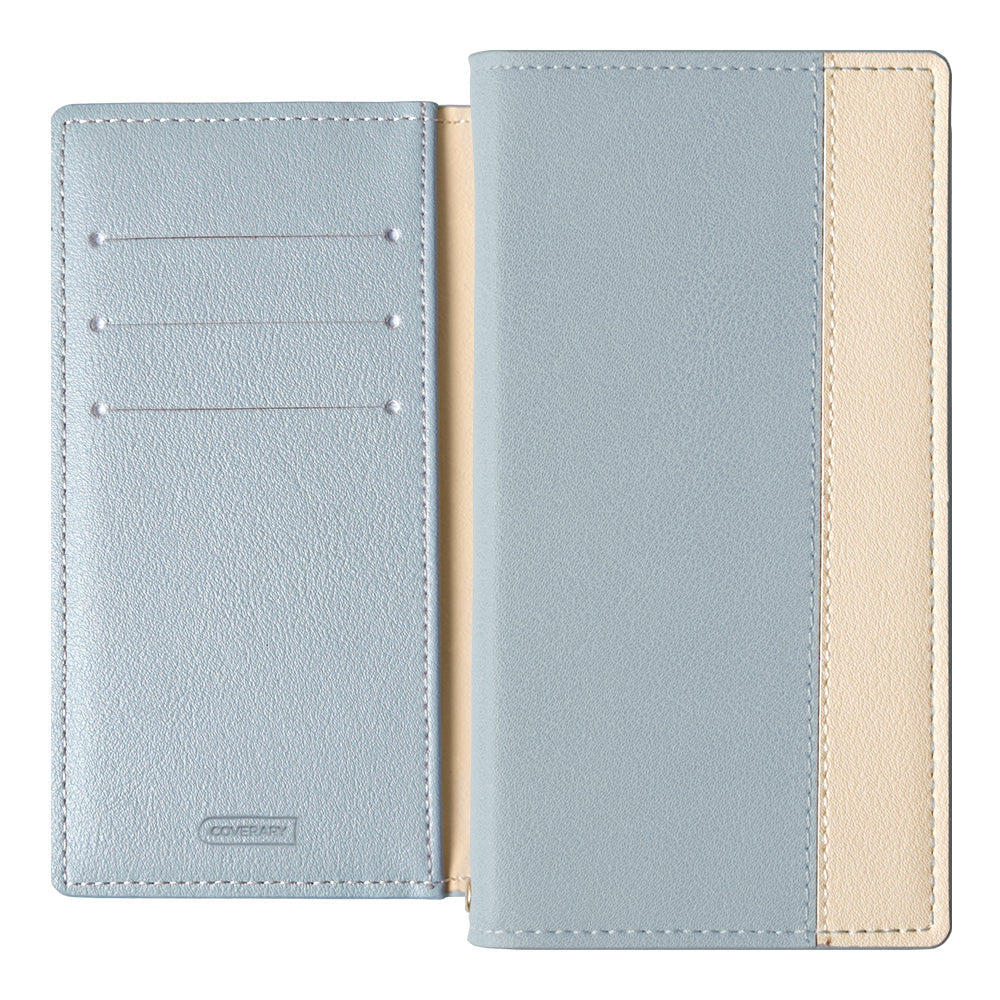 Étui portefeuille avec fonction support, bicolore sur le devant, en cuir végan, pour la série Galaxy