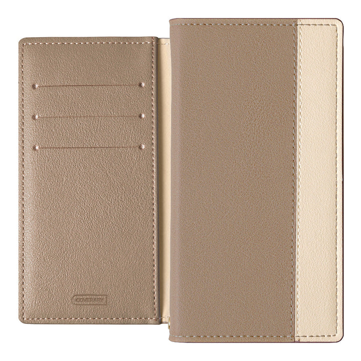 Étui portefeuille avec fonction support, bicolore sur le devant, en cuir végan, pour la série Galaxy