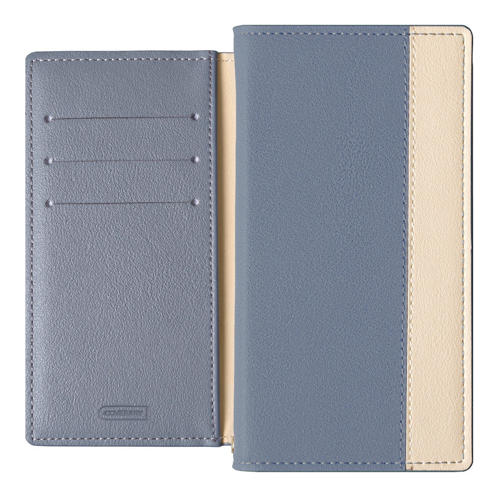 Étui portefeuille avec fonction support, bicolore sur le devant, en cuir végan, pour la série Galaxy