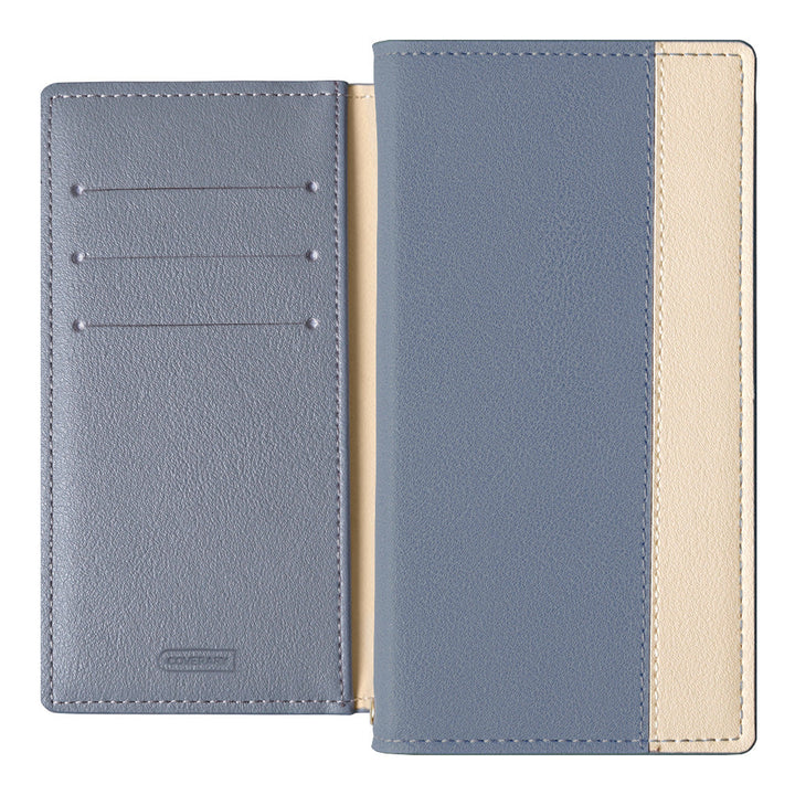 Étui portefeuille avec fonction support, bicolore sur le devant, en cuir végan, pour la série Galaxy