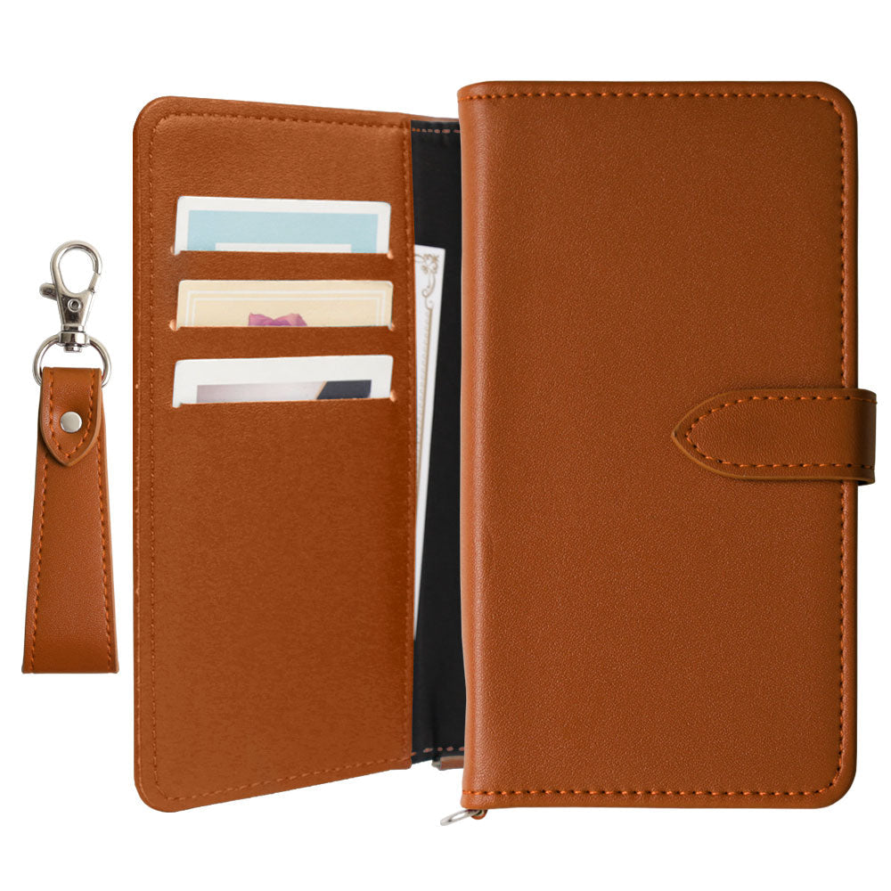 Vegan leather soft leather-style strap-attached wallet case for Galaxy series