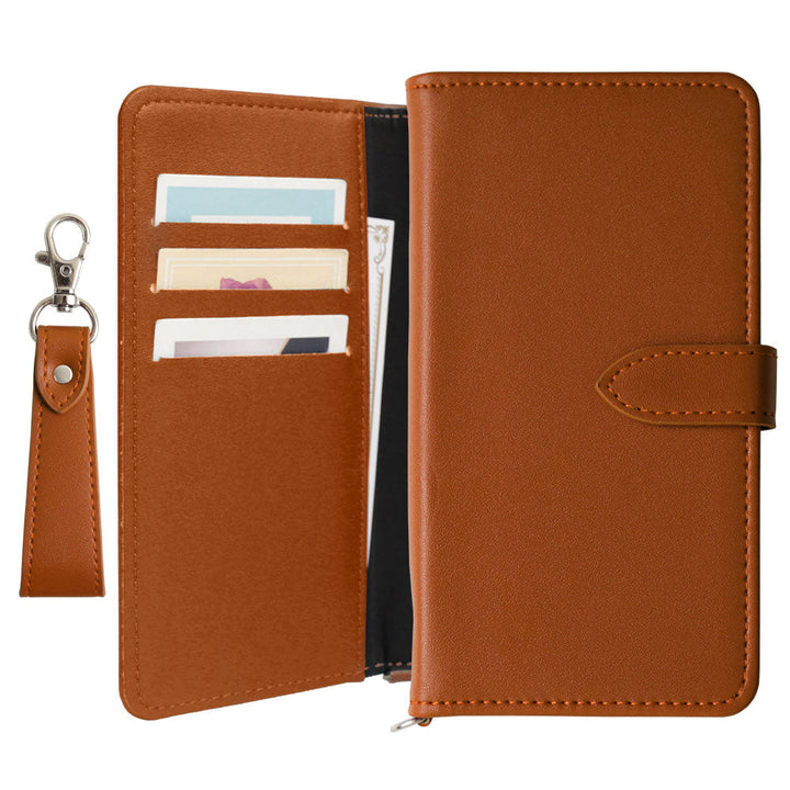 Vegan leather soft leather-style strap-attached wallet case for Galaxy series