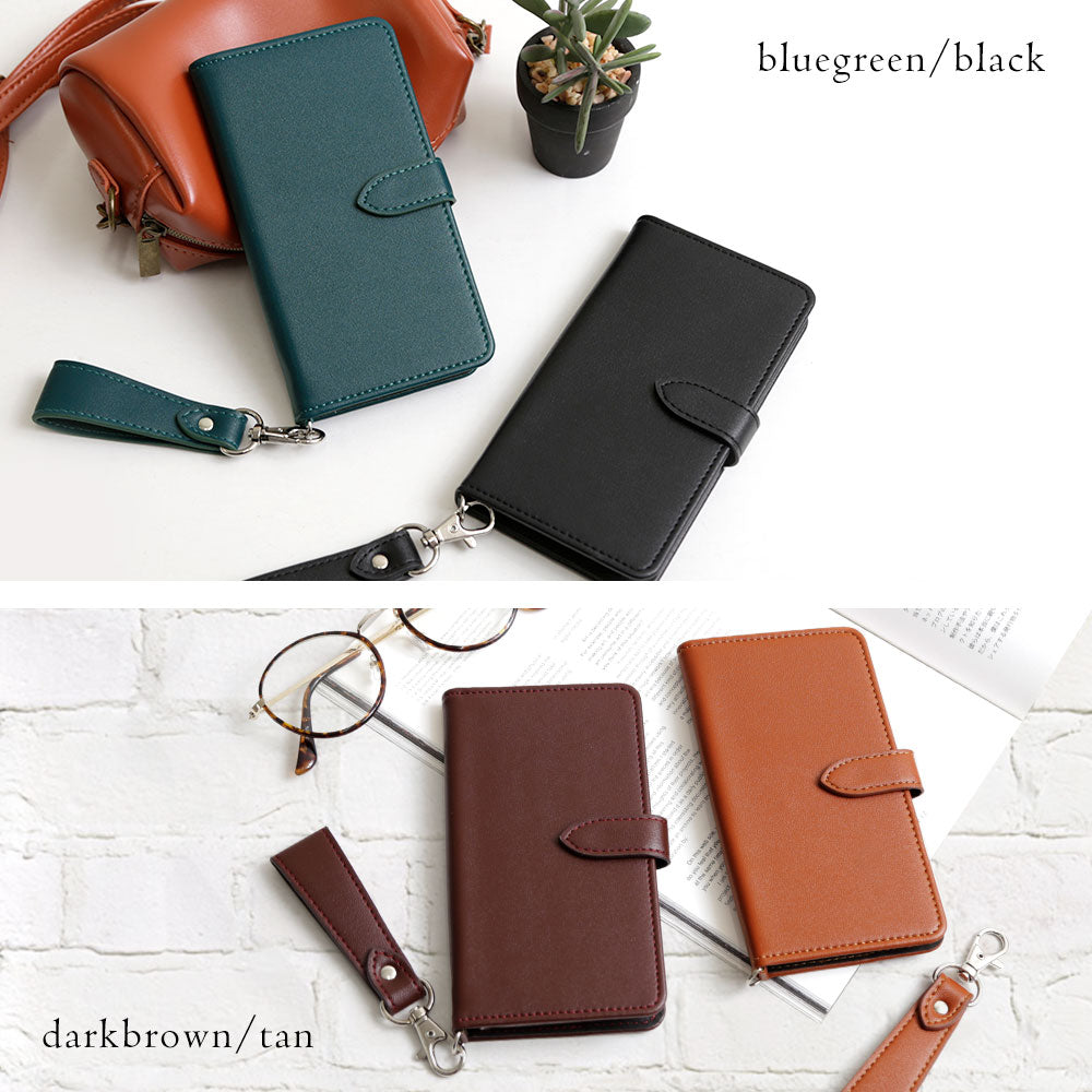 Vegan leather soft leather-style strap-attached wallet case for Galaxy series