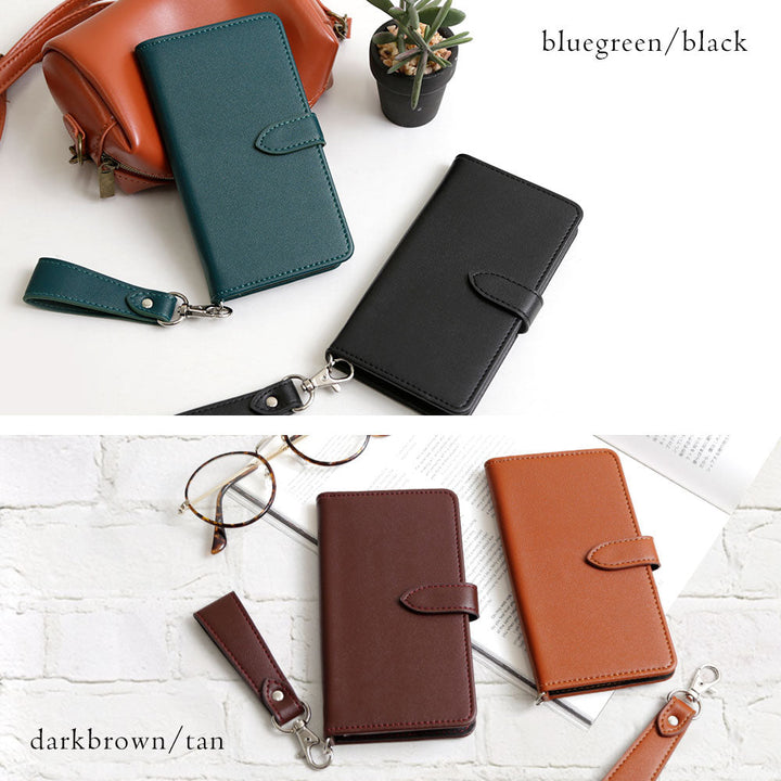 Vegan leather soft leather-style strap-attached wallet case for Galaxy series