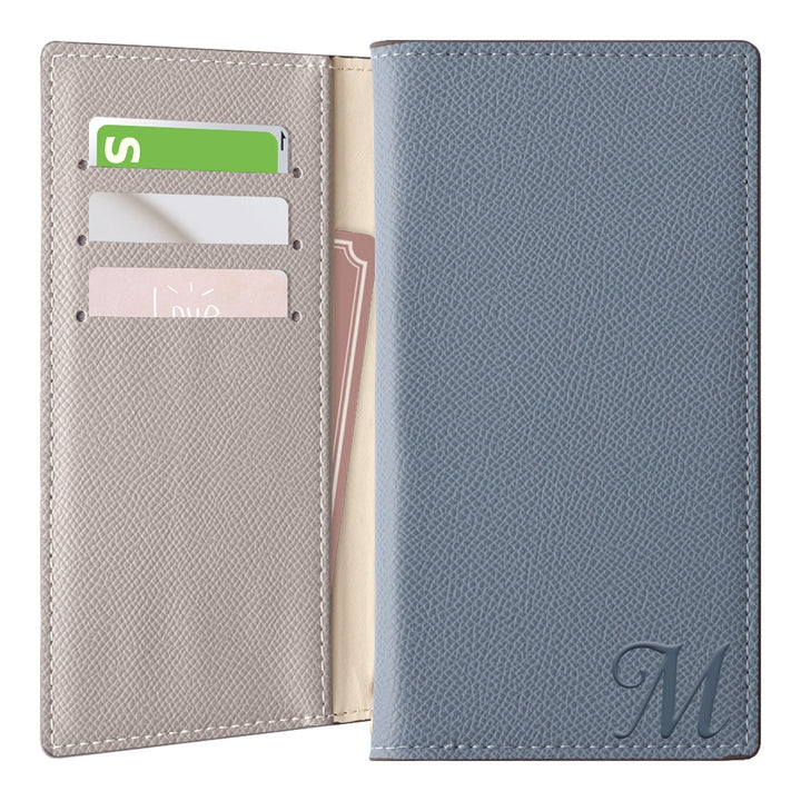 ヴィーガンレザー バイカラー スタンド機能 イニシャル 手帳型ケース AQUOSシリーズ