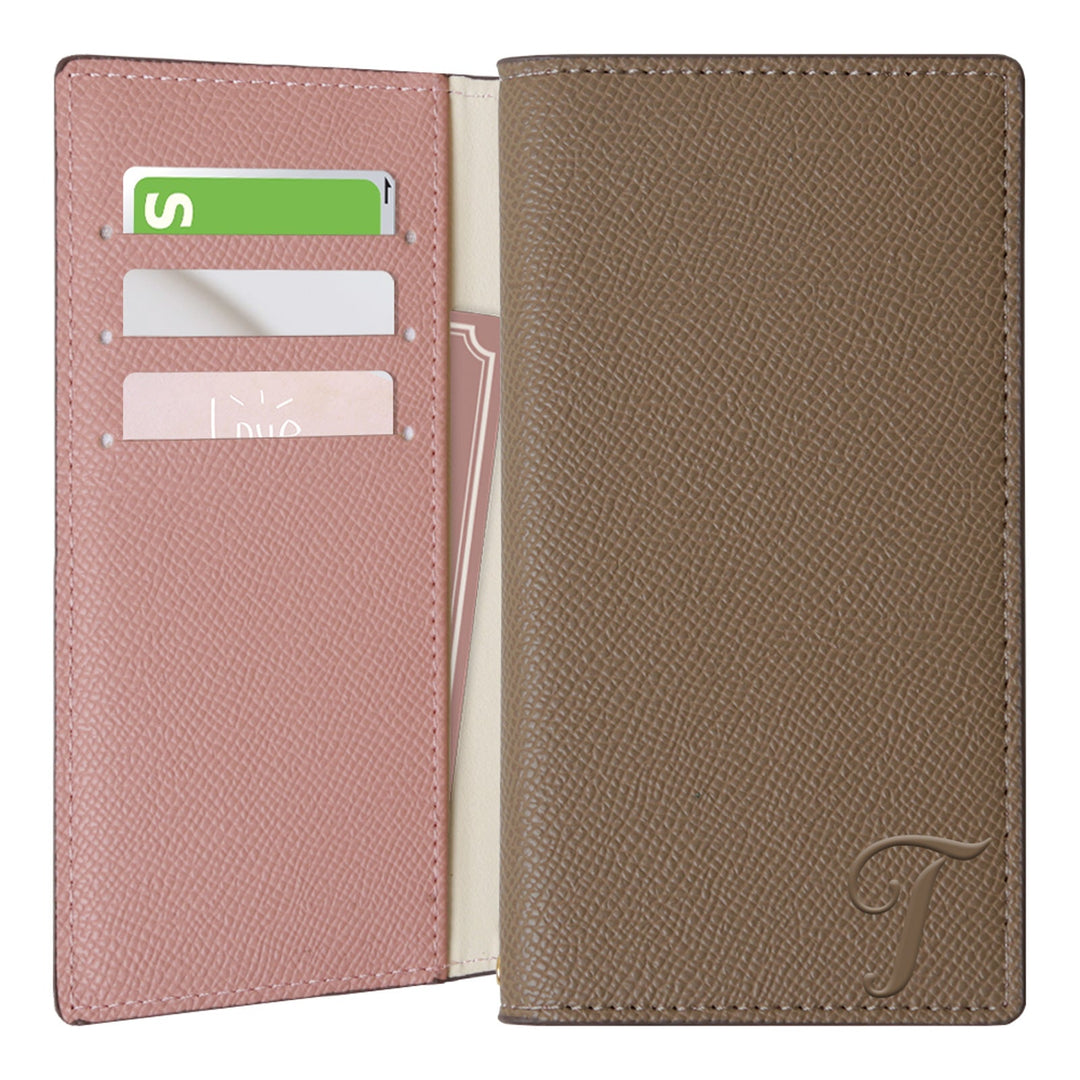 ヴィーガンレザー バイカラー スタンド機能 イニシャル 手帳型ケース iPhoneシリーズ