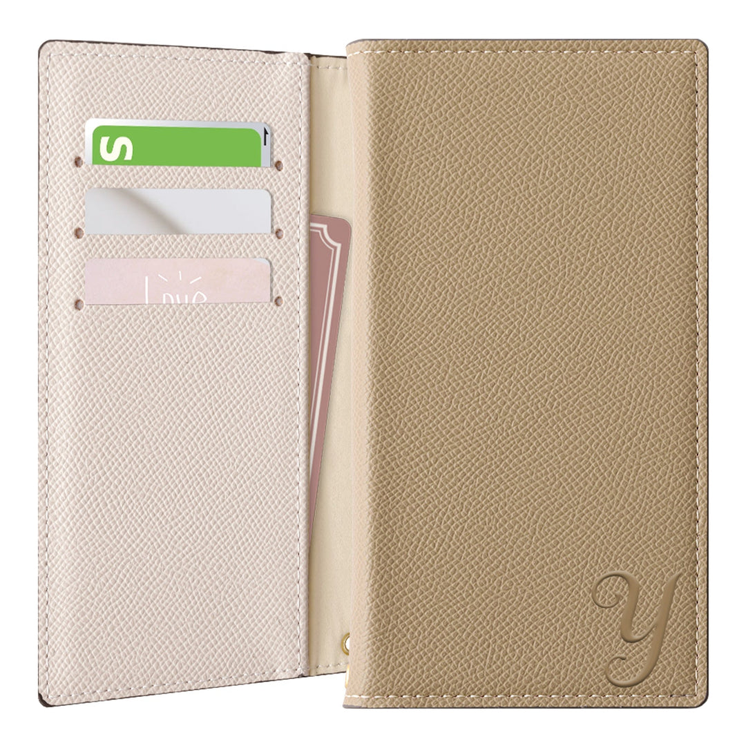 ヴィーガンレザー バイカラー スタンド機能 イニシャル 手帳型ケース Galaxyシリーズ