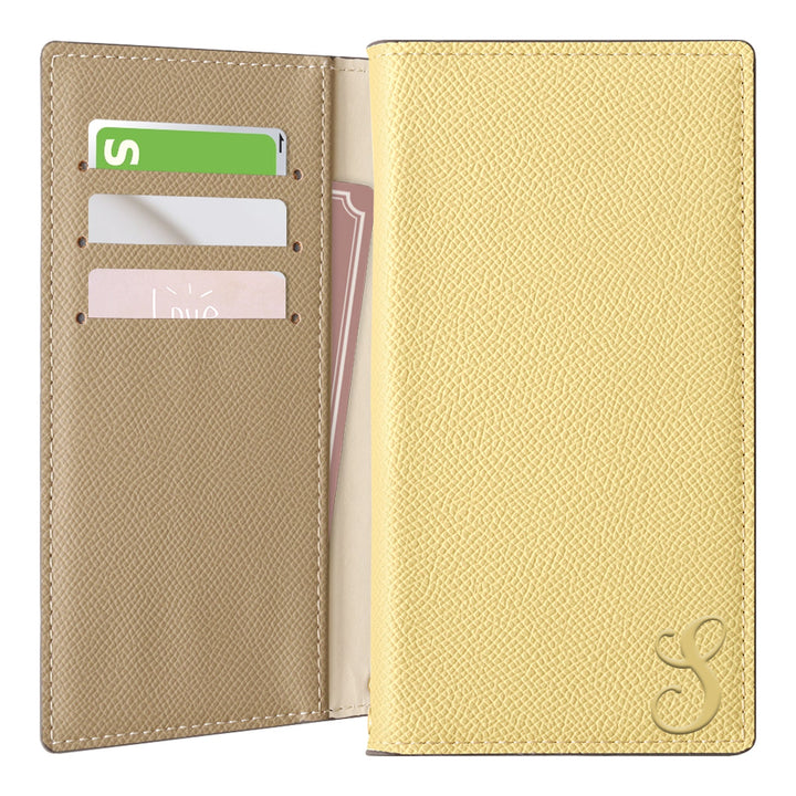 ヴィーガンレザー バイカラー スタンド機能 イニシャル 手帳型ケース iPhoneシリーズ