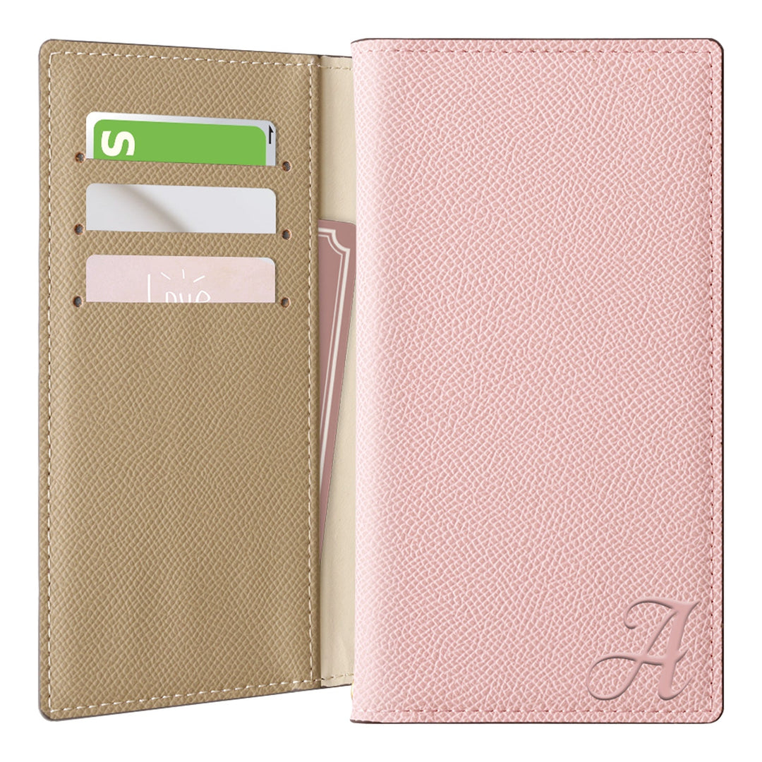 ヴィーガンレザー バイカラー スタンド機能 イニシャル 手帳型ケース Galaxyシリーズ